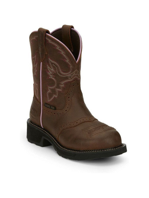 Justin Women's Wanette 8" ST Western Work Boot -Brown- GY9980