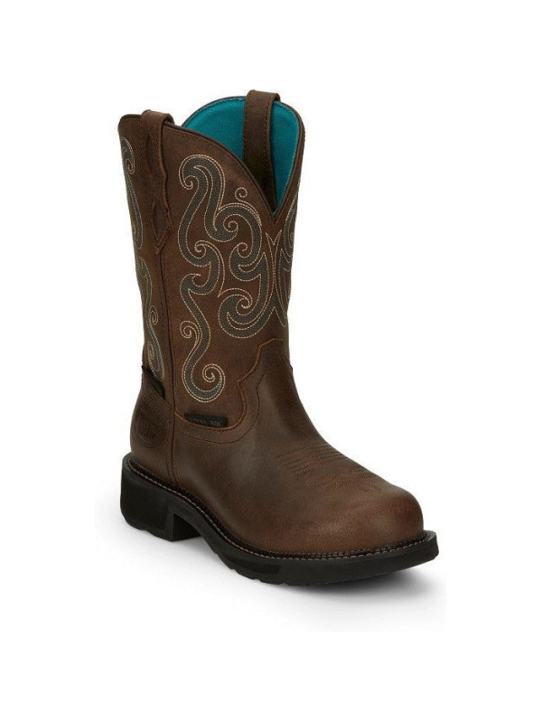 Justin Women's Tasha 11" ST WP Western Work Boot -Brown- GY9991