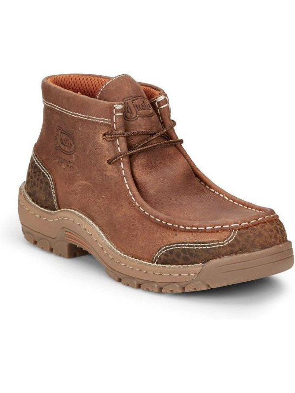 Justin Men's Crafton 4" Moc Toe WP Work Shoe -Brown- SE251