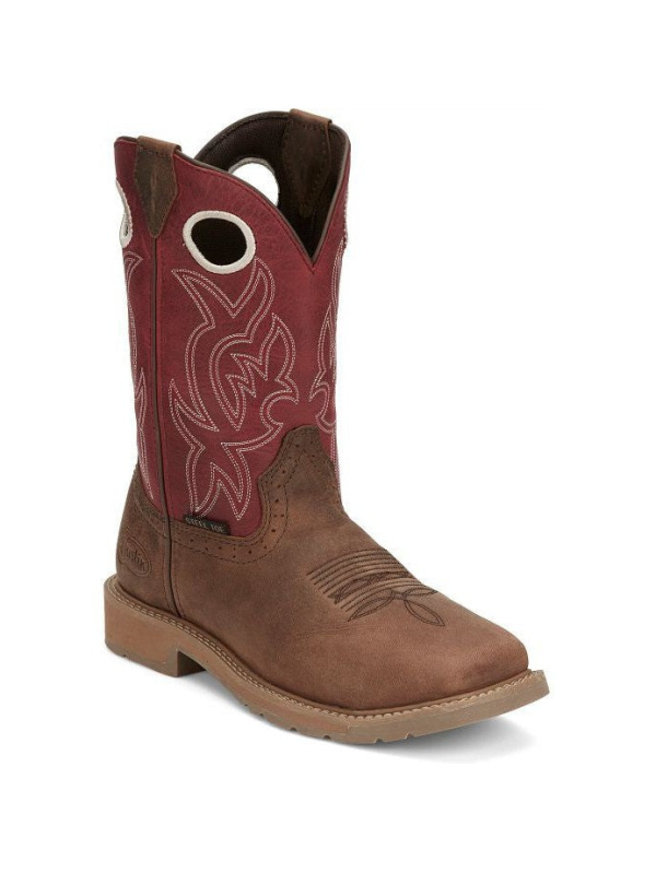 Justin Men's All Round 11" Steel Toe Western Work Boot -Brown- SE3110