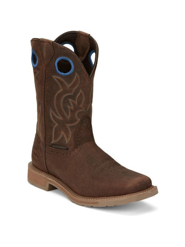 Justin Men's All Round 11" WP Western Work Boot -Brown- SE3114