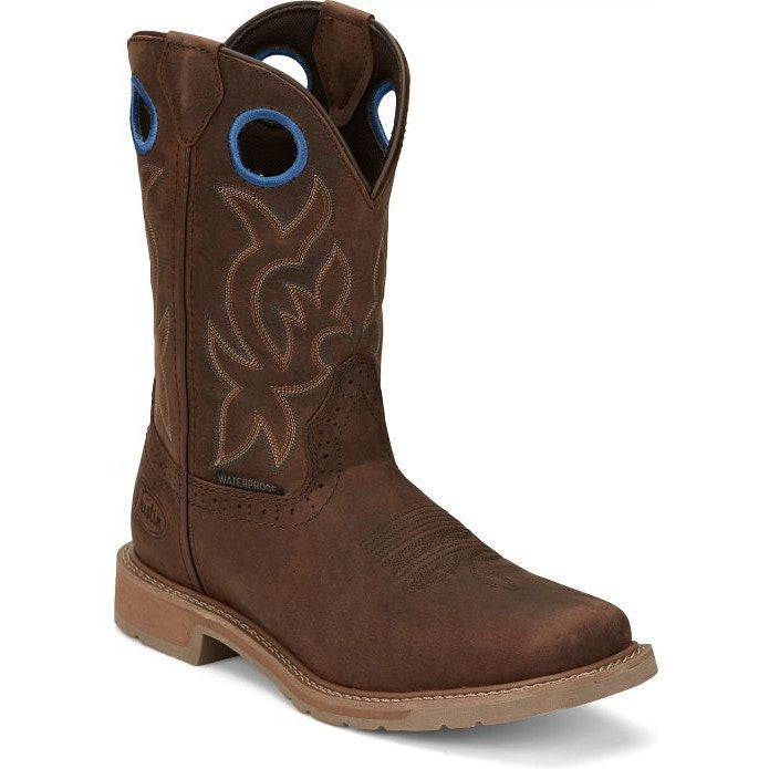 Justin Men's All Round 11" WP Western Work Boot -Brown- SE3114
