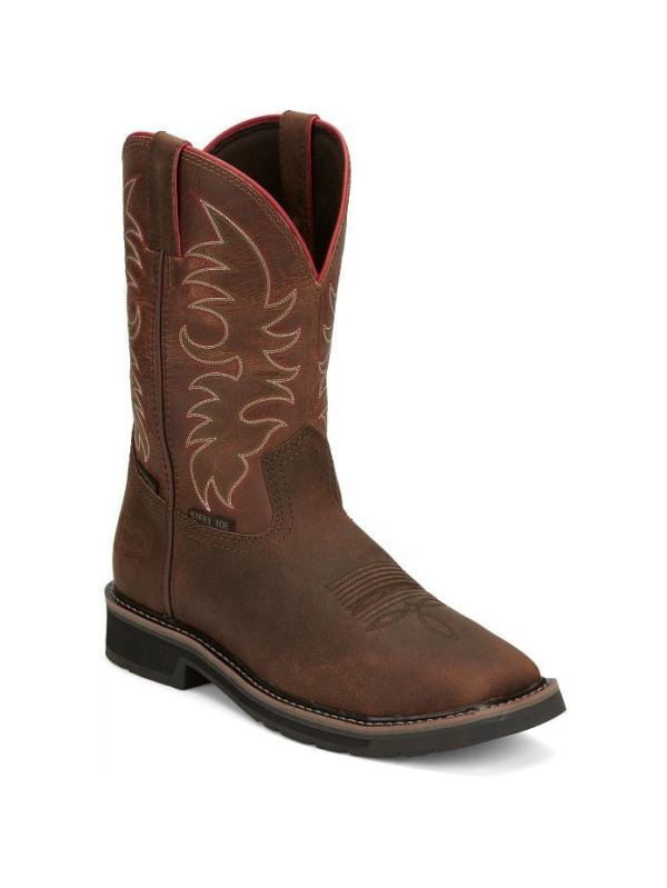 Justin Men's Driller II 11" WP Steel Toe Western Work Boot -Brown- SE3117