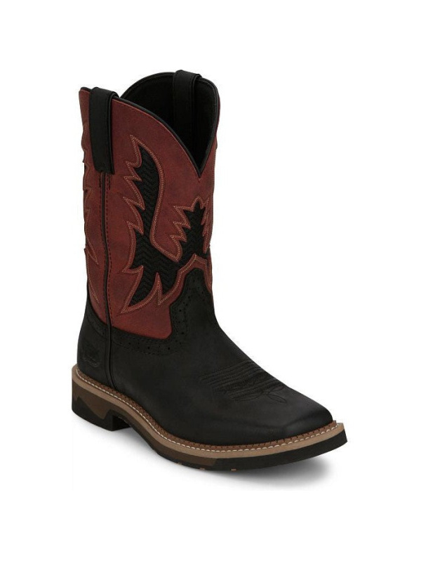 Justin Men's Bolt 11" Square Toe Western Work Boot -Black- SE4116