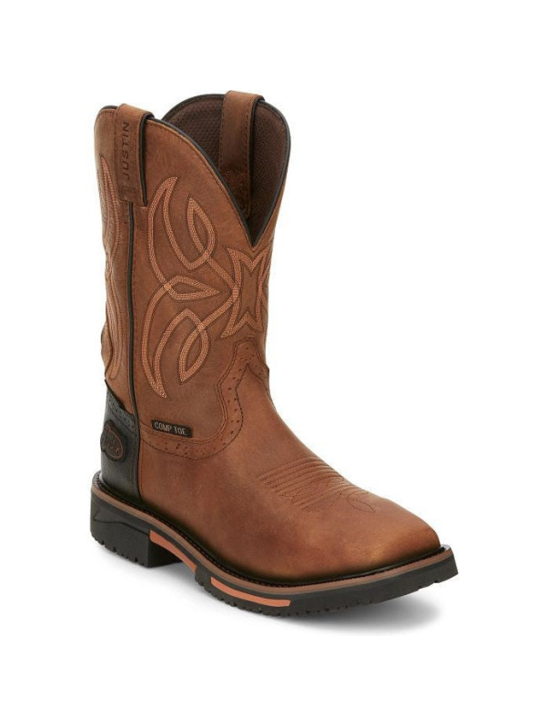 Justin Men's Dallen 11" Nano Comp Toe Western Work Boot -Brown- SE4215