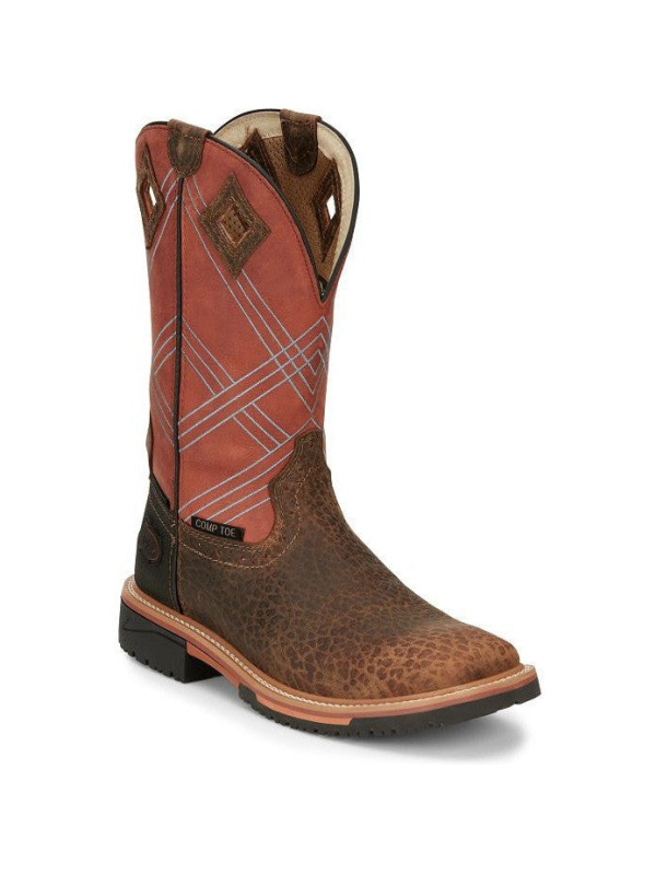 Justin Men's Dalhart 12" Nano CT Western Work Boot -Brown- SE4218