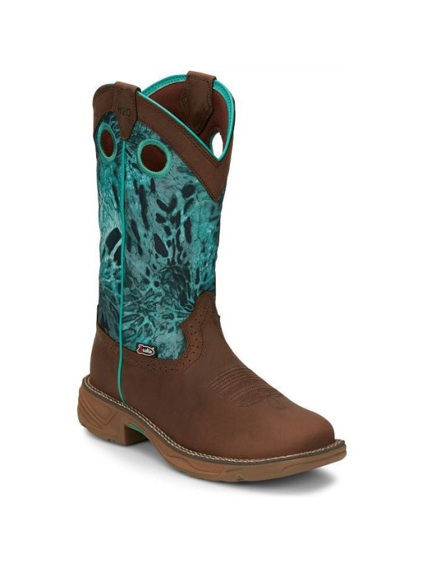 Justin Women's Rush 11" Waterproof Western Work Boot -Brown- SE4355