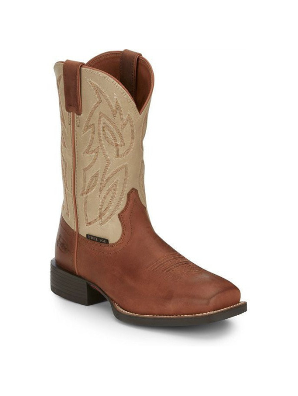 Justin Men's Canter 11" Steel Toe Slip Resist Western Work Boot -Brown- SE4511