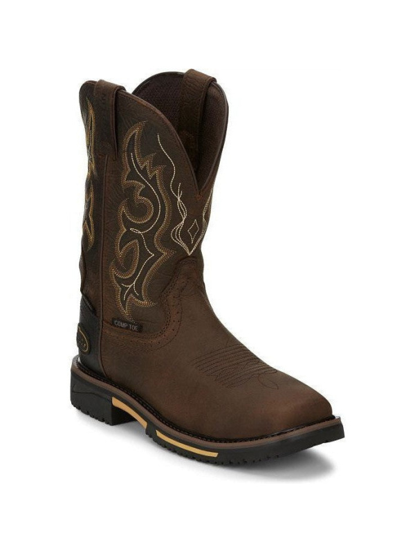 Justin Men's Joist 11" Comp Toe Western Work Boot - Brown - SE4625