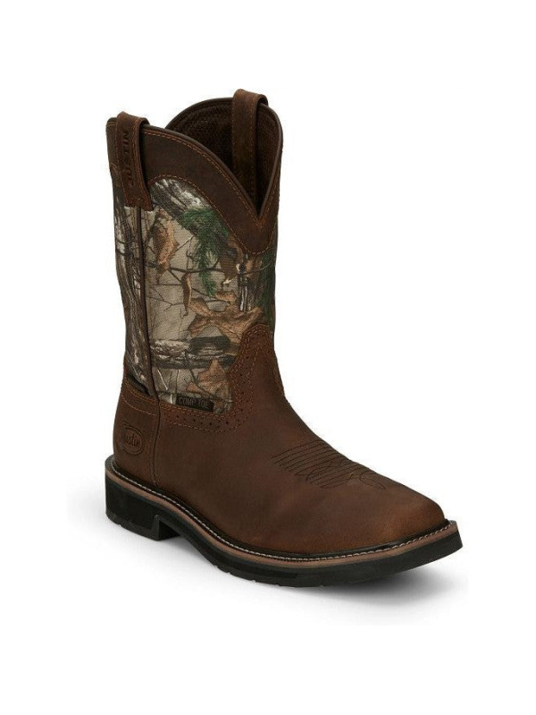Justin Men's Trekker 11" CT WP Western Work Boot -Brown- SE4677