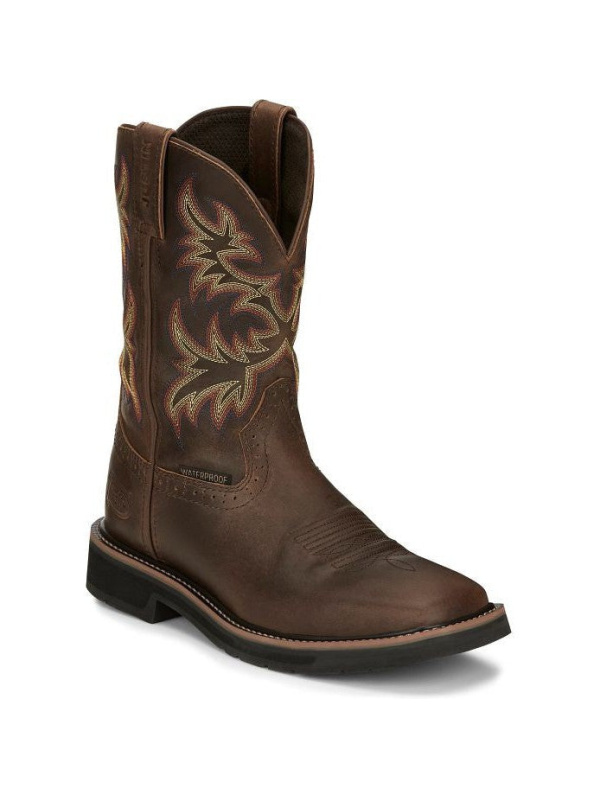 Justin Men's Driller 11" Waterproof Western Work Boot -Tan- SE4689