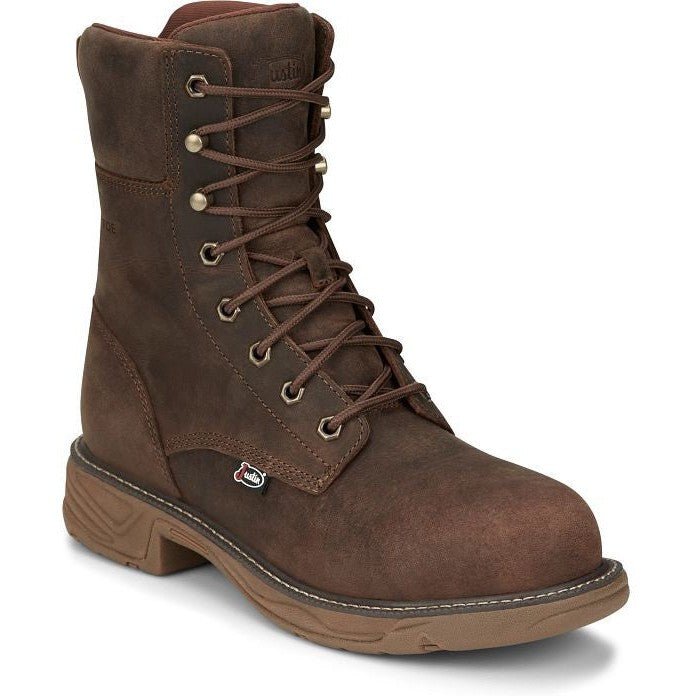 Justin Men's Rush 8" WP Nano Comp Toe Western Work Boot -Brown- SE469