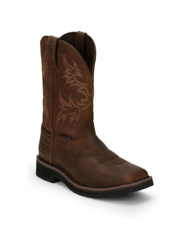 Justin Men's Driller 11" Steel Toe Western Work Boot -Brown- SE4690