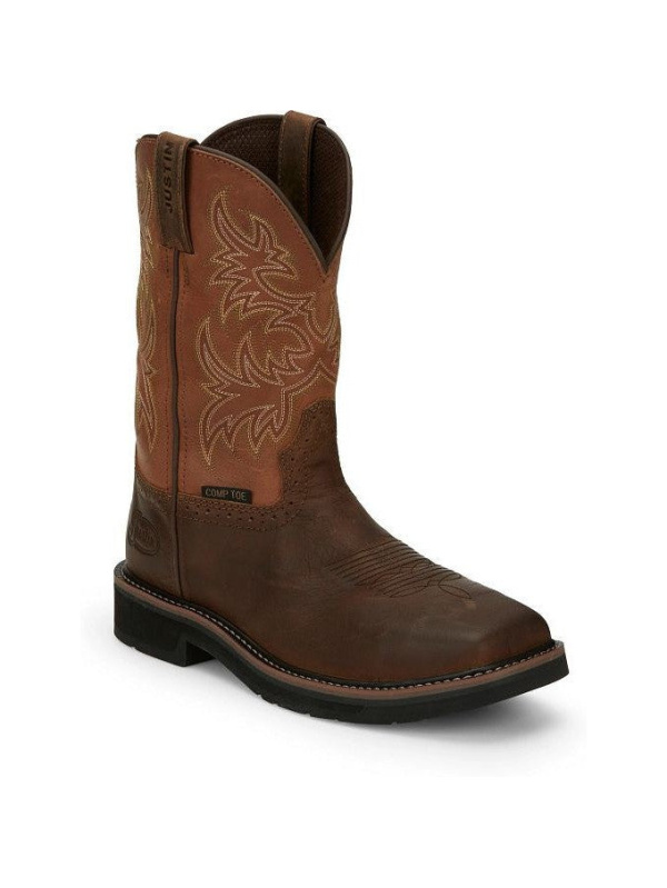 Justin Men's Switch 11" Composite Toe Western Work Boot -Brown- SE4812