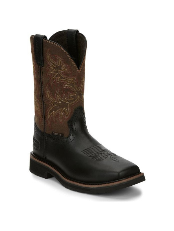 Justin Men's Driller 11" CT Wesetrn Work Boot -Black- SE4818