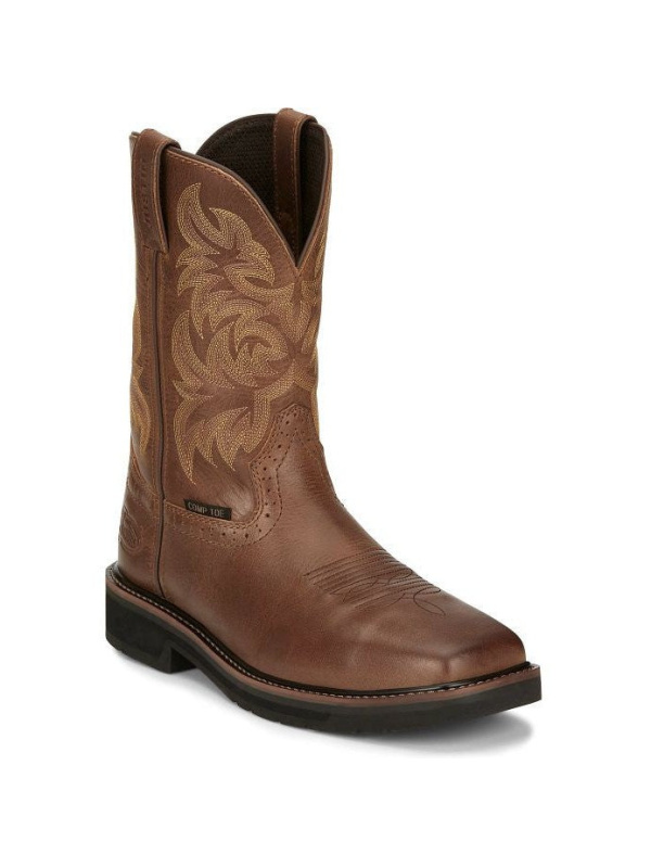 Justin Men's Handler 11" CT Western Work Boot -Brown- SE4824