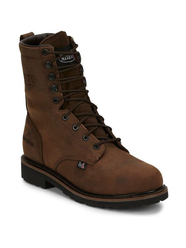 Justin Men's Drywall 8" Steel Toe WP Western Work Boot -Brown- SE961