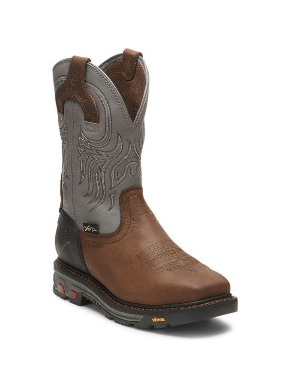 Justin Men's Tanker 11" Steel Toe Western Work Boot -Brown- WK2102