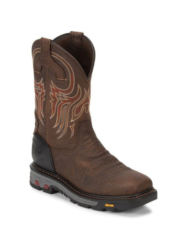 Justin Men's Driscoll 11" Steel Toe Western Work Boot -Brown- WK2111