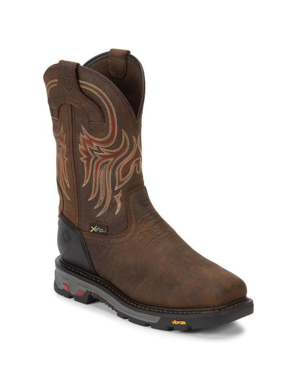 Justin Men's Driscoll 11" Steel Toe Metguard Western Work Boot -Brown- WK2112