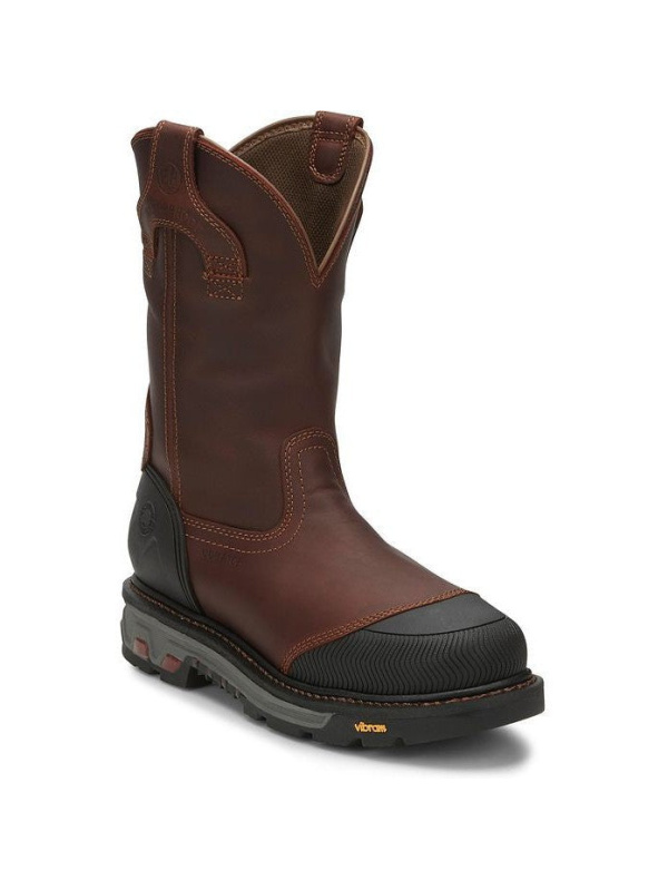 Justin Men's Warhawk II 11" WP Comp Toe Western Work Boot -Brown- WK2152