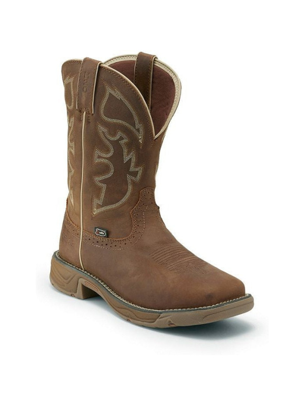 Justin Men's Rush 11" Steel Toe Western Work Boot -Tan- WK4331