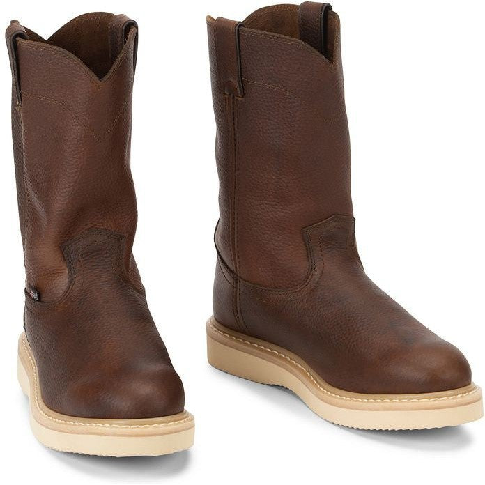 Justin Men's Axe 10" Soft Toe Wedge Western Work Boot -Brown- WK4908 - Image 4
