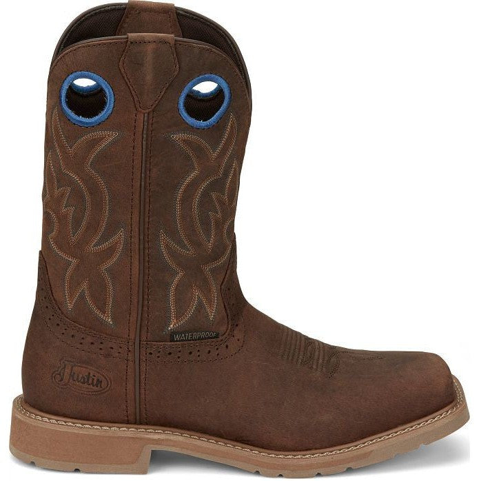Justin Men's All Round 11" WP Western Work Boot -Brown- SE3114 - Image 2