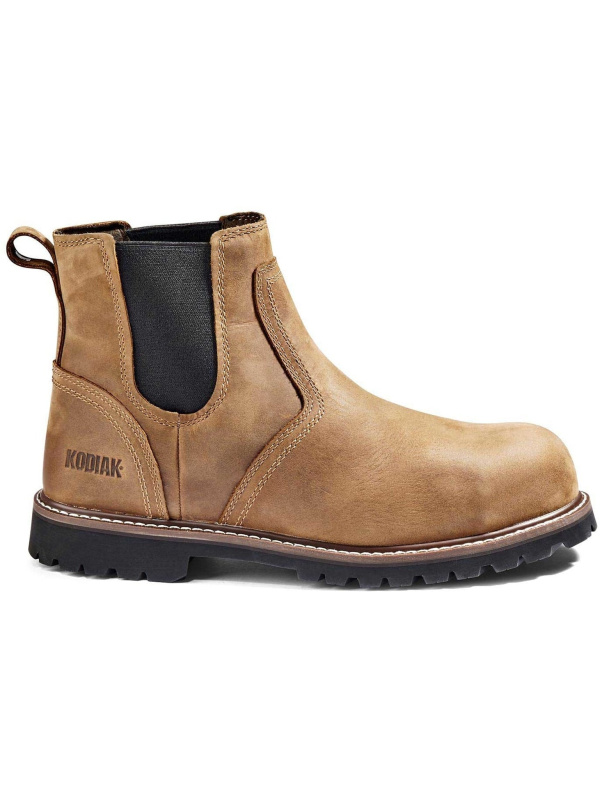 Kodiak Men's Mckinney Comp Toe WP Chelsea Safety Work Boot -Brown- K4TCBN