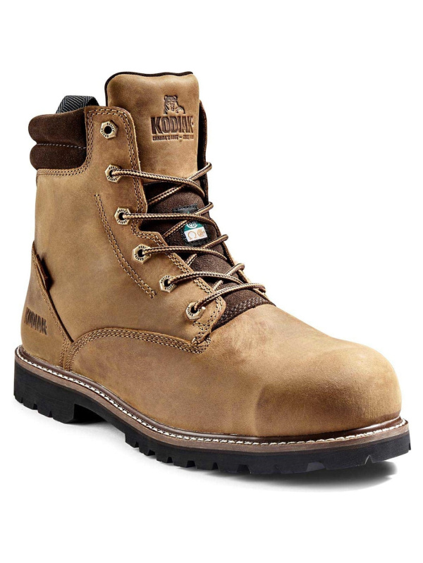 Kodiak Men's Mckinney 6" Comp Toe WP Safety Work Boot -Brown- K4TFBN