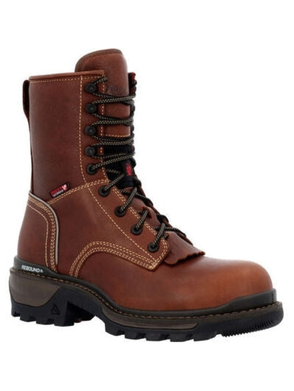 Rocky Men's Rams Horn 9" WP Logger Slip Resis Work Boot Brown RKK0395
