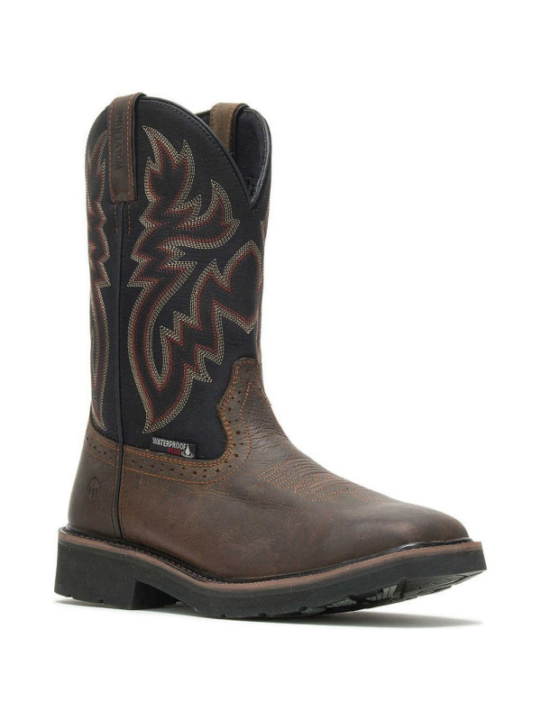 Wolverine Men's Rancher Steel Toe WP Western Work Boot- Black- W10765