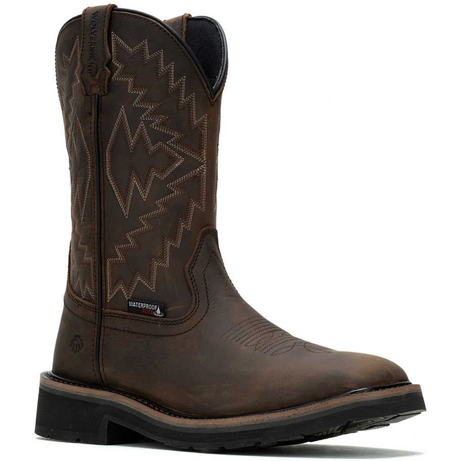 Wolverine Men's Rancher Arrow Steel Toe WP Western Work Boot- Brown- W241048