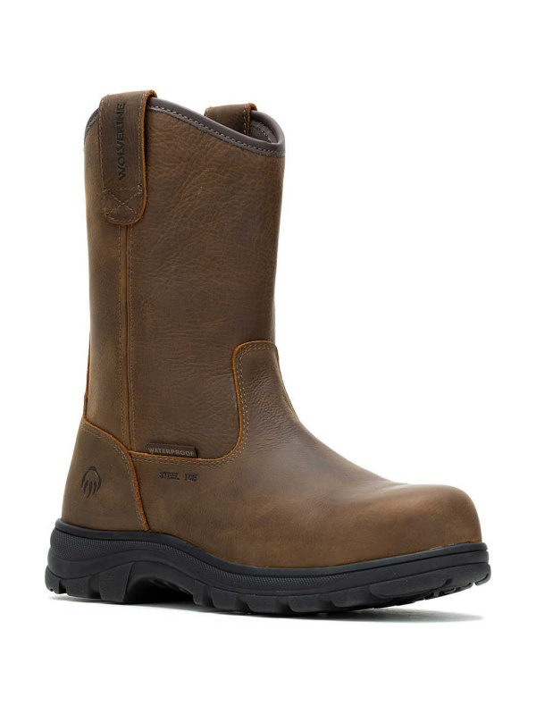 Wolverine Men's Carlsbad 10" Steel Toe WP Wellington Work Boot- Brown- W241069