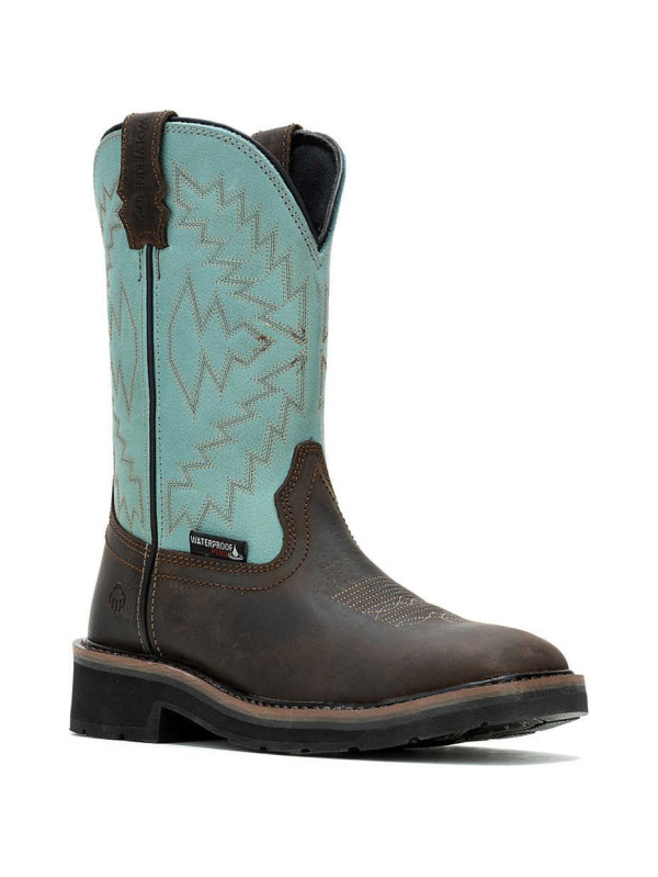 Wolverine Women's Rancher Arrow Steel Toe WP Western Work Boot- Aqua- W241054