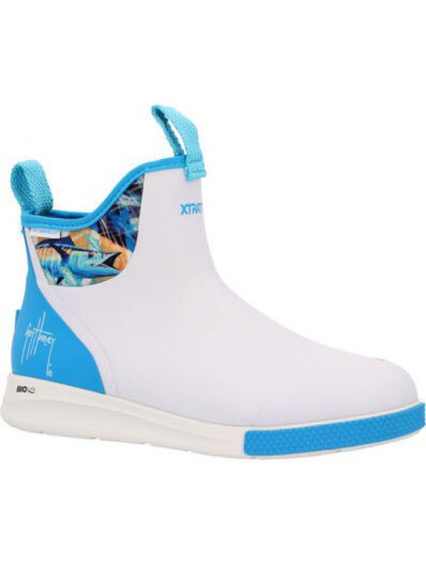 Xtratuf Men's Guy Harvey 6" Soft Toe WP Ankle Deck Sport Boot- White- XADSMGH1