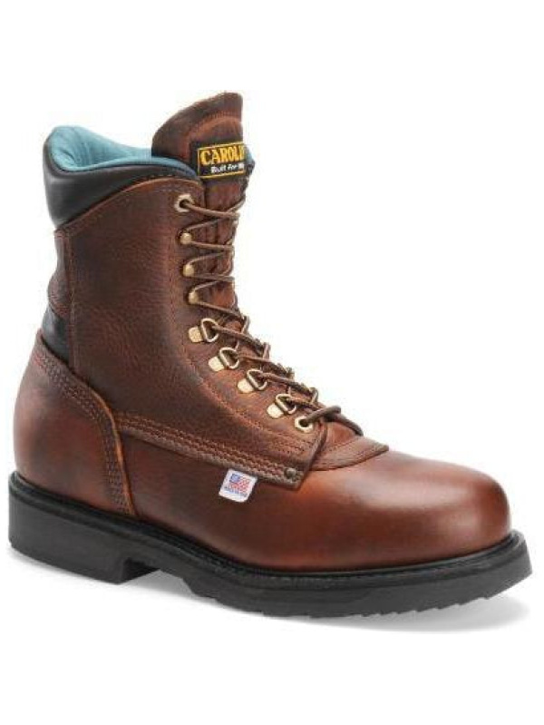 Carolina Men's Sarge Hi USA Made 8" Plain Toe Work Boot Amber Gold 809