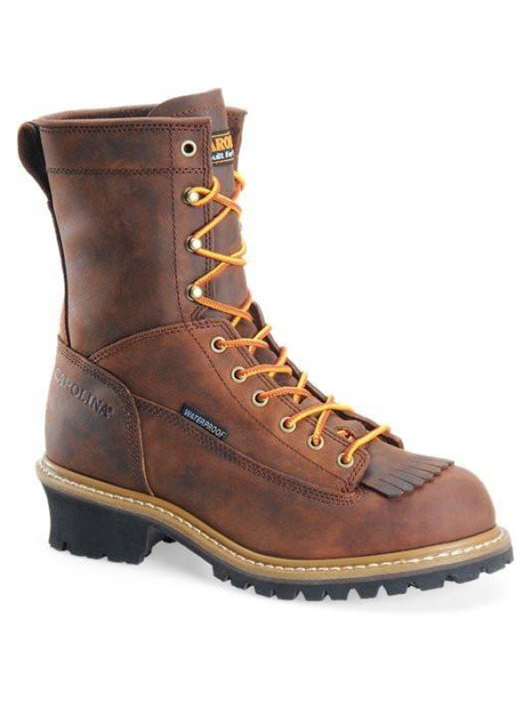 Carolina Men's Spruce 8" WP Lace-to-Toe Logger Work Boot, Brown CA8824