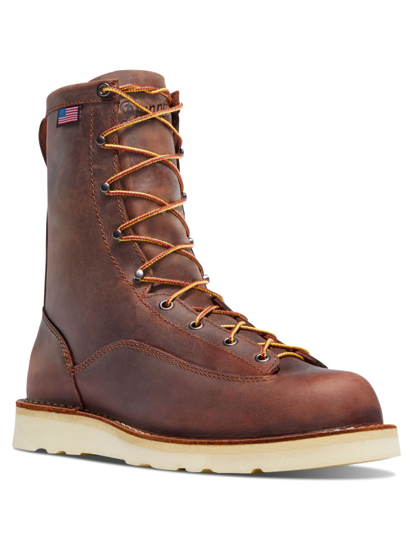 Danner Men's Bull Run USA Made 8" Soft Toe Wedge Work Boot - Brown - 15556