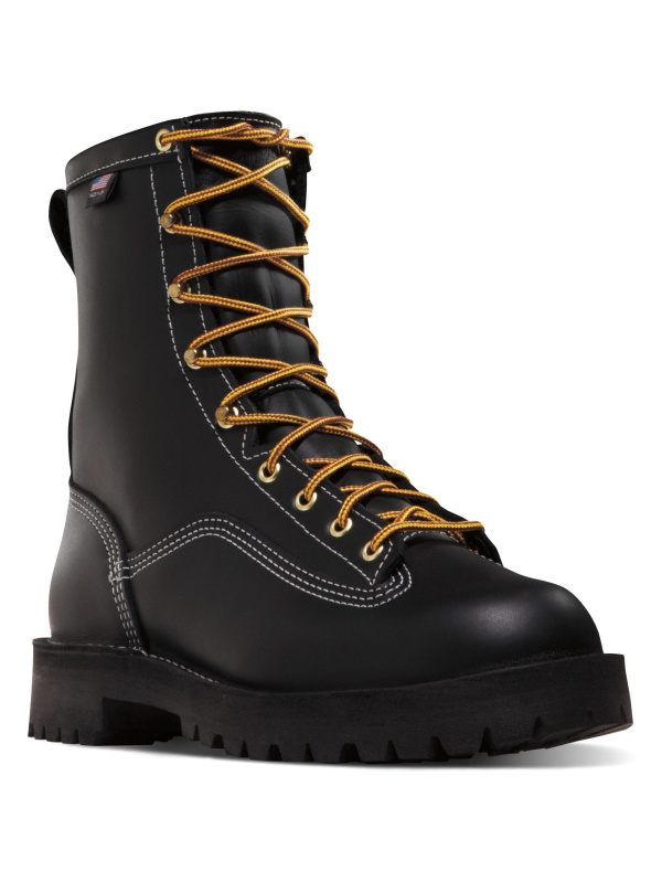 Danner Men's Rain Forest USA Made 8" Soft Toe WP Work Boot Black 11500