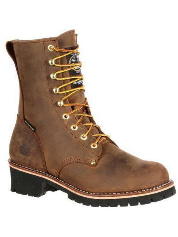 Georgia Men's 8" WP Steel Toe Ins. Logger Work Boot - Brown - GB00065