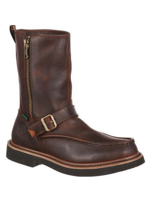 Georgia Men's Side Zip Waterproof Wellington Work Boot - Brown - G4124