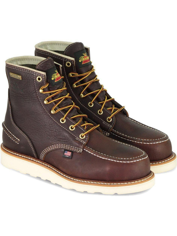 Thorogood Men's USA Made 1957 6" Moc Toe WP Wedge Work Boot Brown - 814-3600