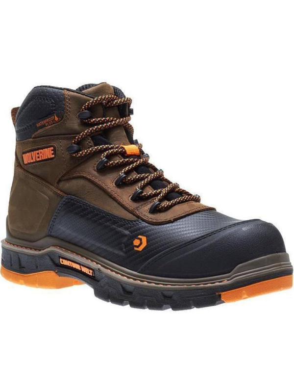 Wolverine Men's Overpass Safety Toe 6" WP Work Boot - Brown - W10717